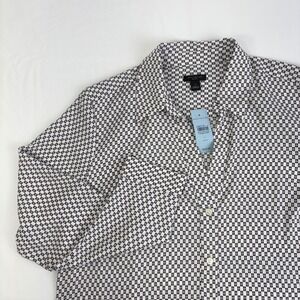Ann Taylor Petite Geometric Print Button Up Shirt Top Womens Size L NWT